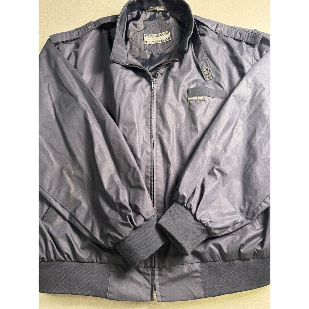 Members Only Men’s Navy Jacket Size L Full Zip Vintage Retro Excellent Condition